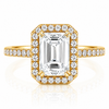 14k Yellow Gold 2.50ct Lab Grown Emerald Diamond Halo Engagement Ring
