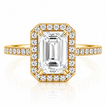 14k Yellow Gold 2.50ct Lab Grown Emerald Diamond Halo Engagement Ring
