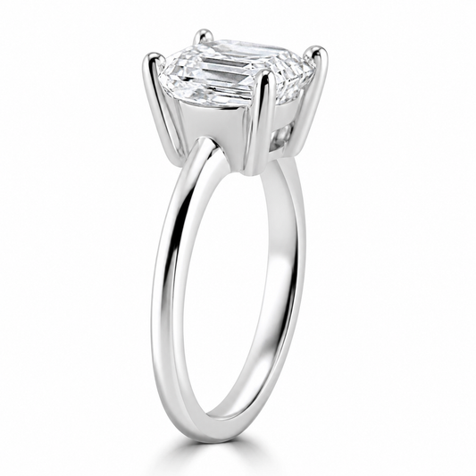 14k White Gold 4.00ct Lab Grown Asscher Diamond Solitaire Engagement Ring