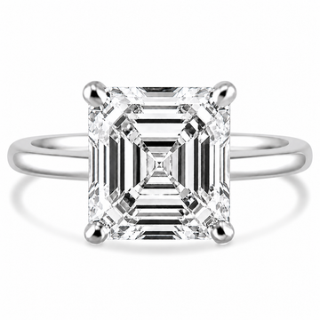 14k White Gold 4.00ct Lab Grown Asscher Diamond Solitaire Engagement Ring