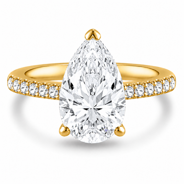 14k Yellow Gold 3.00ct Lab Grown Pear Diamond Invisible Halo Engagement Ring