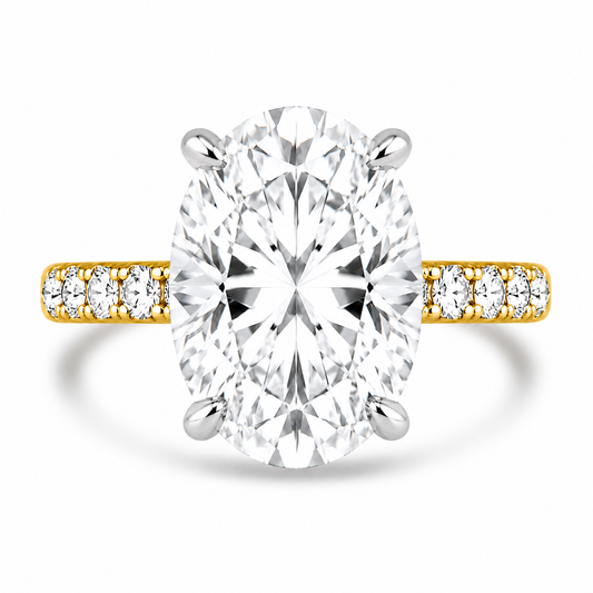 14k Yellow Gold 3.75ct Lab Grown Oval Diamond Invisible Halo Engagement Ring