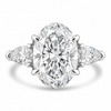 14k White Gold 4.50ctw Three Stone Lab Grown Oval & Pear Diamond Engagement Ring