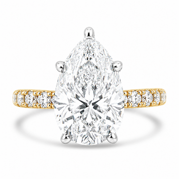 14k Yellow Gold 4.50ct Lab Grown Pear Diamond Band Engagement Ring