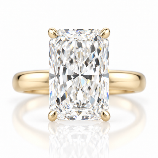14k Yellow Gold 5.00ct Lab Grown Elongated Radiant Diamond Solitaire Engagement Ring