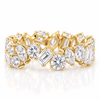 14k Yellow Gold Lab Grown Multi Shape Asymmetrical Swirl Diamond Eternity Band 5.50ctw