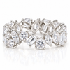 14k White Gold Lab Grown Multi Shape Asymmetrical Swirl Diamond Eternity Band 5.50ctw