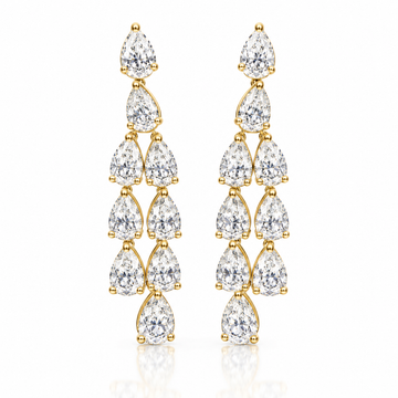 14k Yellow Gold Lab Grown Pear Diamond Dangling Earrings 4.50ctw