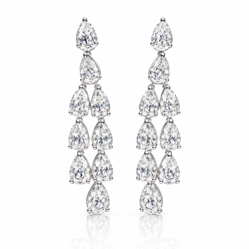14k White Gold Lab Grown Pear Diamond Dangling Earrings 4.50ctw