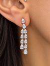 14k White Gold Lab Grown Pear Diamond Dangling Earrings 4.50ctw