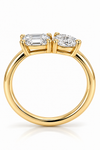 14k Yellow Gold 5.50ctw Lab Grown Emerald & Pear Diamond Toi Et Moi Engagement Ring