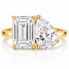14k Yellow Gold 5.50ctw Lab Grown Emerald & Pear Diamond Toi Et Moi Engagement Ring