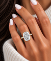 14k Yellow Gold 5.00ct Lab Grown Elongated Cushion Diamond Band Engagement Ring