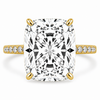 14k Yellow Gold 5.00ct Lab Grown Elongated Cushion Diamond Band Engagement Ring