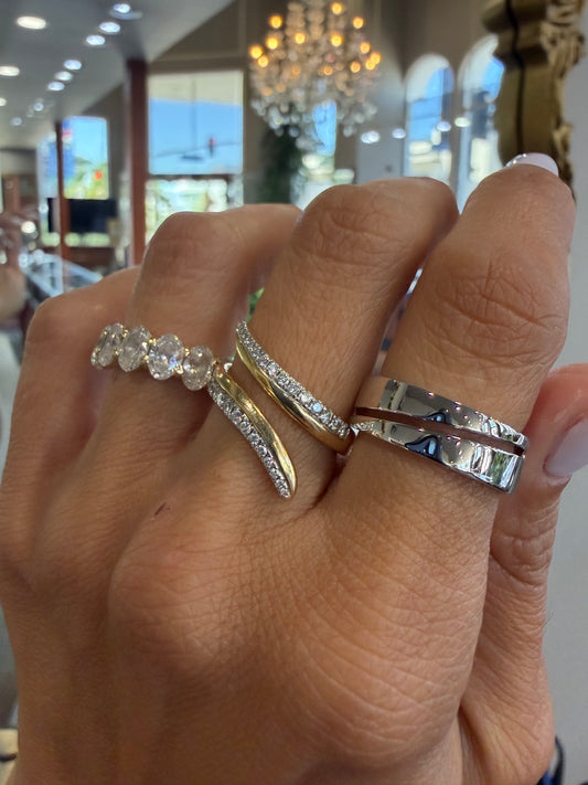14k White Solid Gold Triangle Wrap Ring