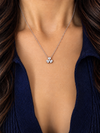 14k White Gold Clover Flower Diamond Necklace