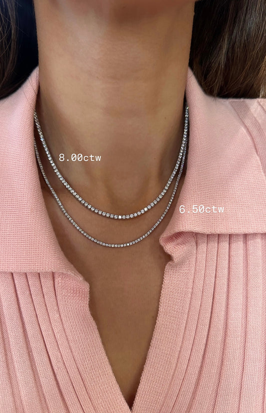 14k White Gold Lab Grown Diamond Classic Tennis Necklace 8.00ctw