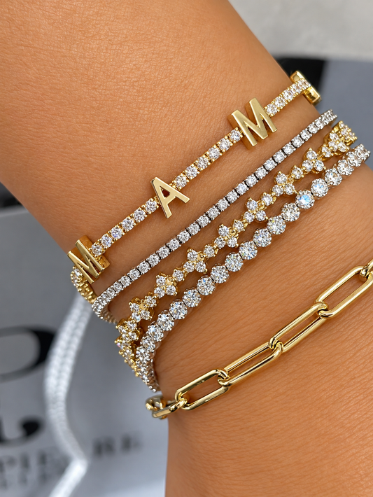 14k Yellow Gold MAMA Classic Diamond Tennis Bracelet 1.55ctw