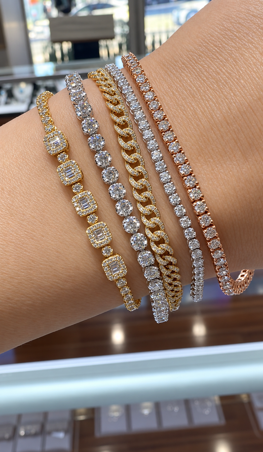 14k Yellow Gold Diamond Cuban Link Bracelet .45ctw