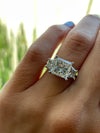 18k White Gold 4.50ctw Natural Three Stone Princess and Trapezoid Diamond Engagement Ring