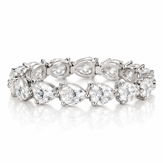 14k White Gold Lab Grown Pear Diamond East West Eternity Band 3.75ctw