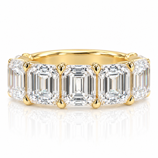 14k Yellow Gold Lab Grown Emerald Diamond Half Eternity Comfort Band 3.30ctw