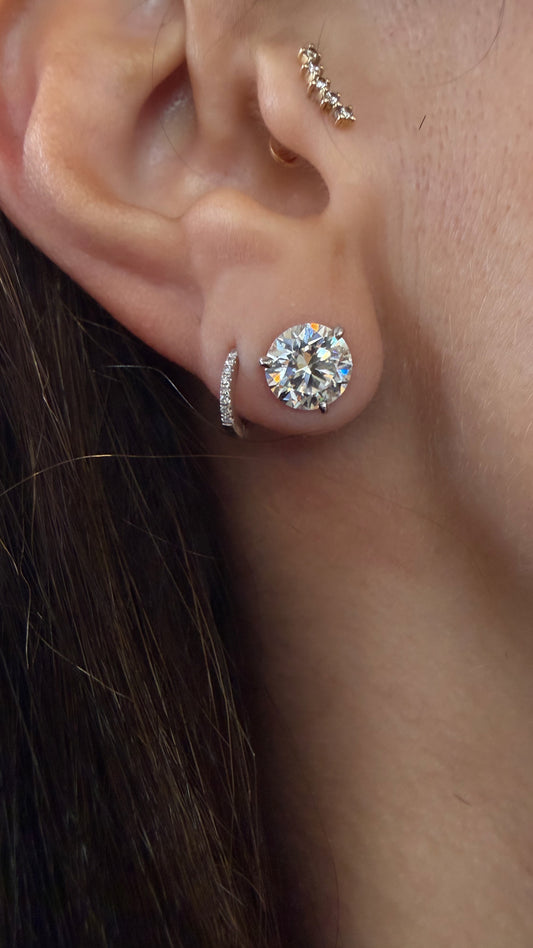 14k White Gold Lab Grown Round Diamond Stud Earrings 3.80ctw