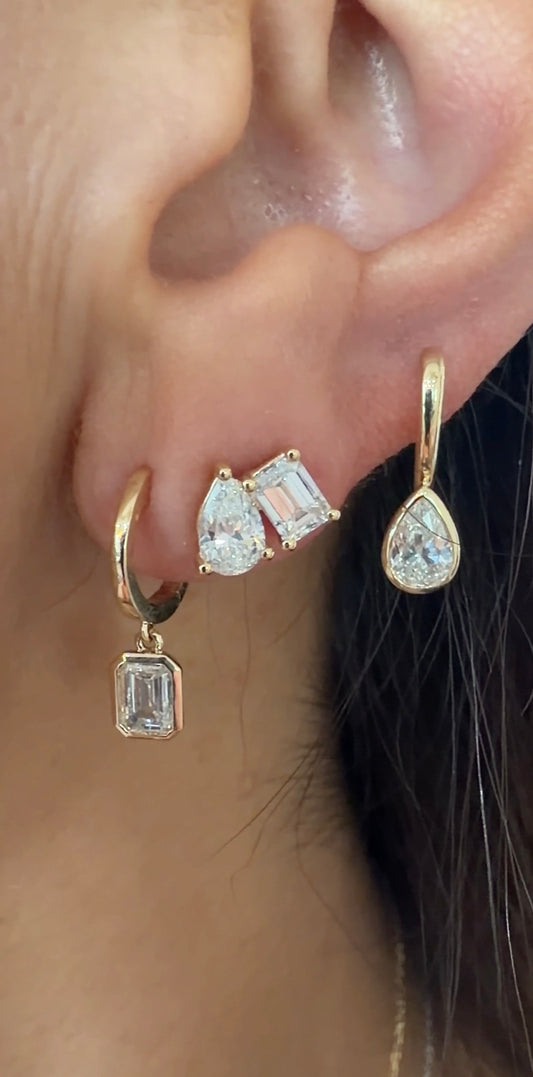 14k Yellow Gold Lab Grown Toi Et Moi Diamond Stud Earrings 2.00ctw