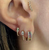 14k Yellow Gold 11mm Green Eye Snake Diamond Huggie Earrings .15ctw