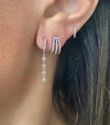 14k White Gold Three Row Diamond Caged Lobe Earrings .20ctw