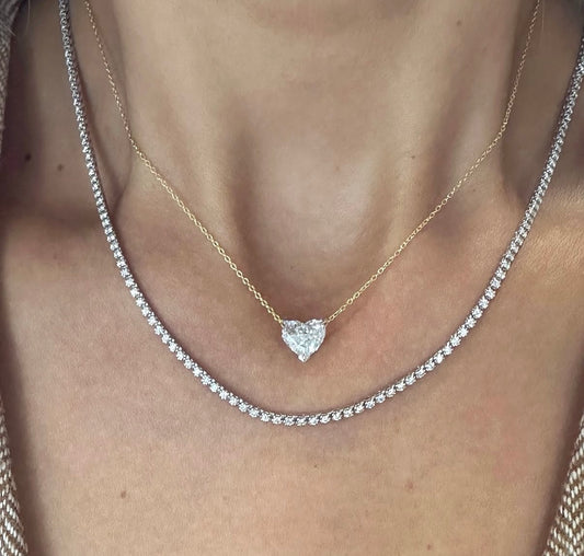 14k Yellow Gold 1.50ct Lab Grown Heart Diamond Solitaire Necklace