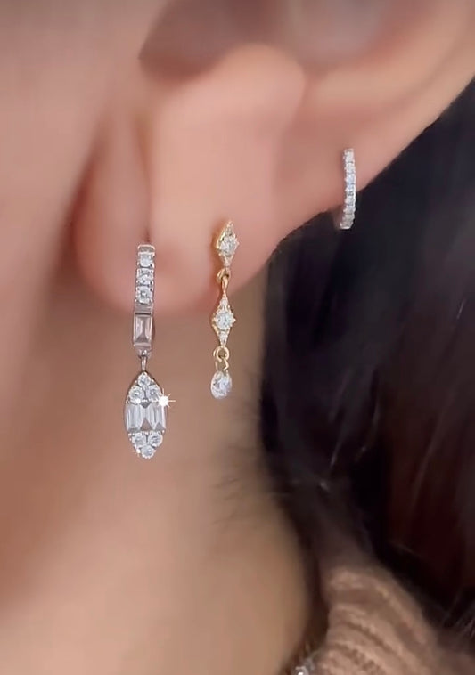 14k Yellow Gold Floating Dangling Diamond Earrings .25ctw