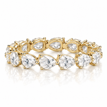 14k Yellow Gold Lab Grown Pear Diamond East West Eternity Band 3.75ctw