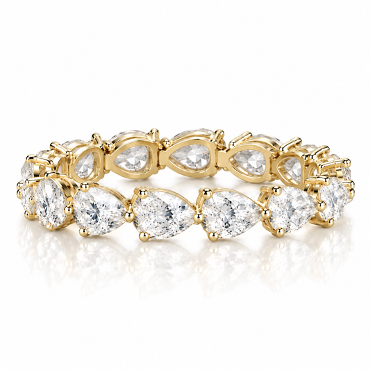 14k Yellow Gold Lab Grown Pear Diamond East West Eternity Band 3.75ctw