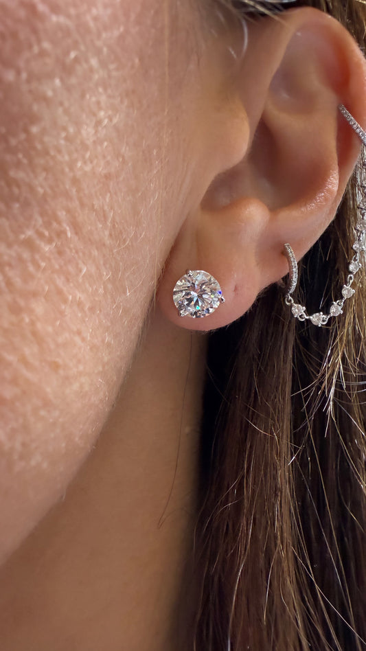 14k White Gold Lab Grown Round Diamond Stud Earrings 3.60ctw