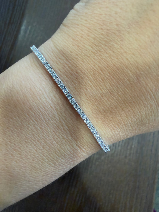 14k White Gold Lab Grown Round Diamond Classic Tennis Bracelet 1.50ctw