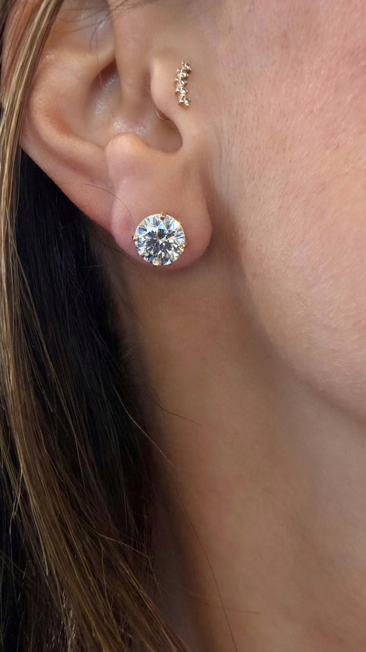 14k Yellow Gold Lab Grown Round Diamond Stud Earrings 5.20ctw