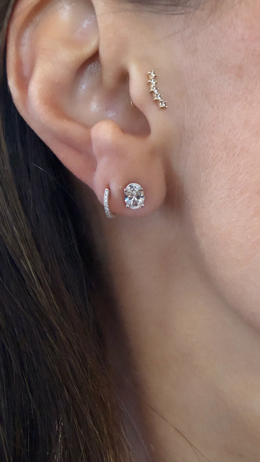 14k White Gold Lab Grown Oval Diamond Stud Earrings 1.20ctw