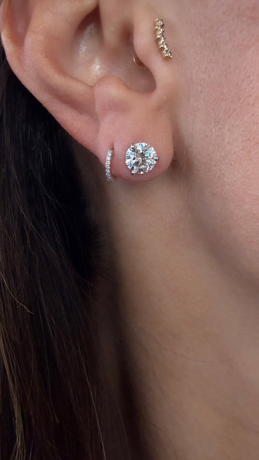 14k White Gold Lab Grown Round Diamond Stud Earrings 2.50ctw