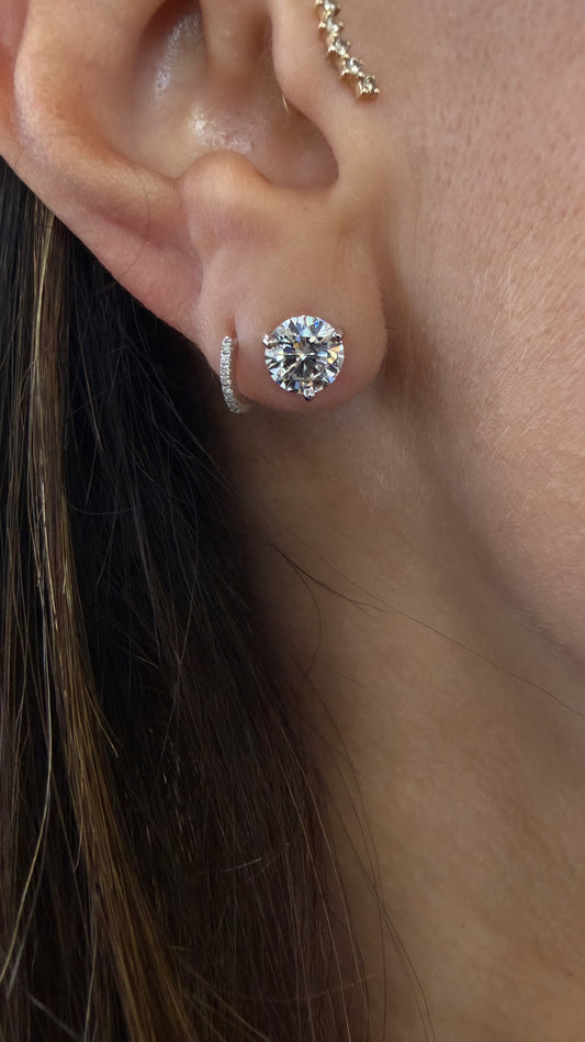 14k White Gold Lab Grown Round Diamond Stud Earrings 2.70ctw