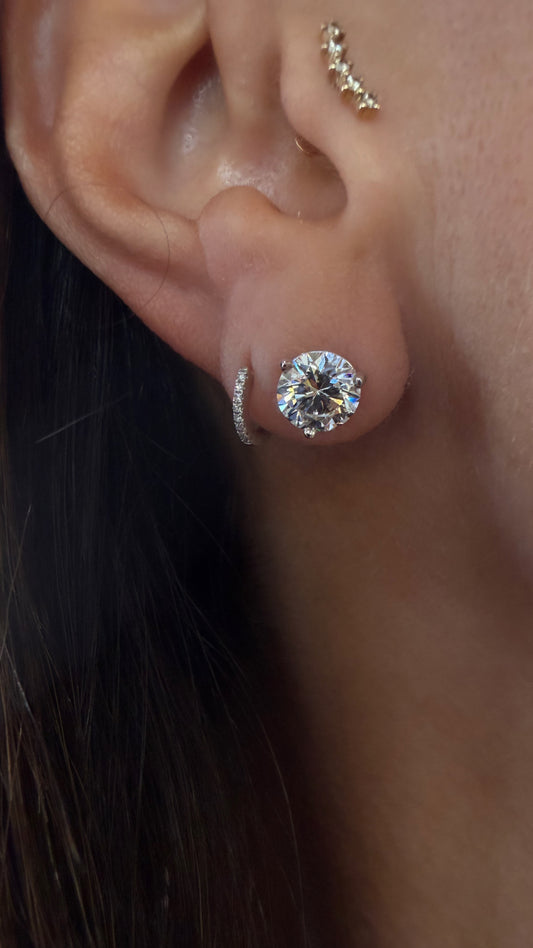 14k White Gold Lab Grown Round Diamond Stud Earrings 3.00ctw