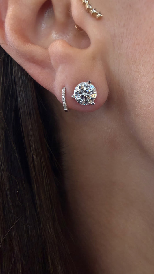 14k White Gold Lab Grown Round Diamond Stud Earrings 3.20ctw