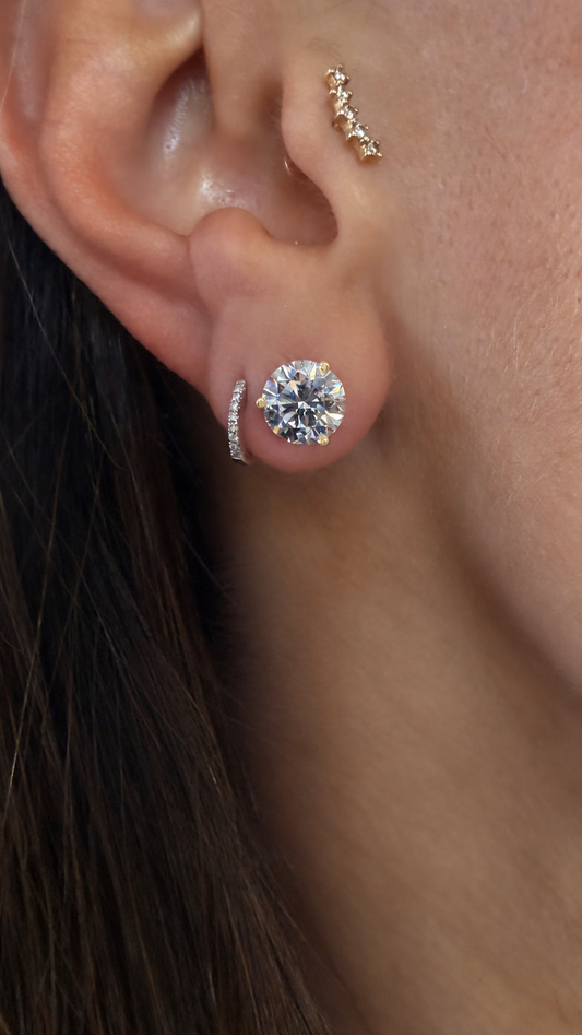 14k Yellow Gold Lab Grown Round Diamond Stud Earrings 3.40ctw