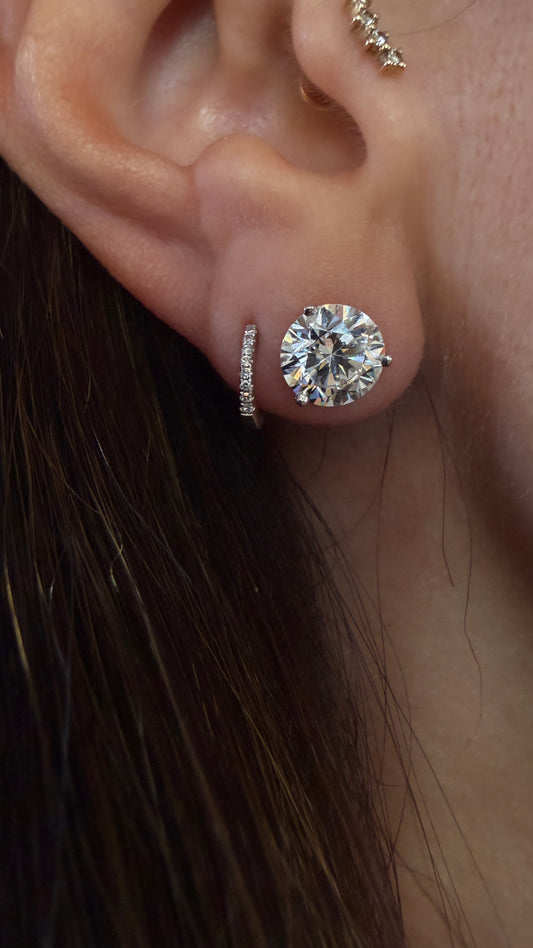14k White Gold Lab Grown Round Diamond Stud Earrings 4.30ctw
