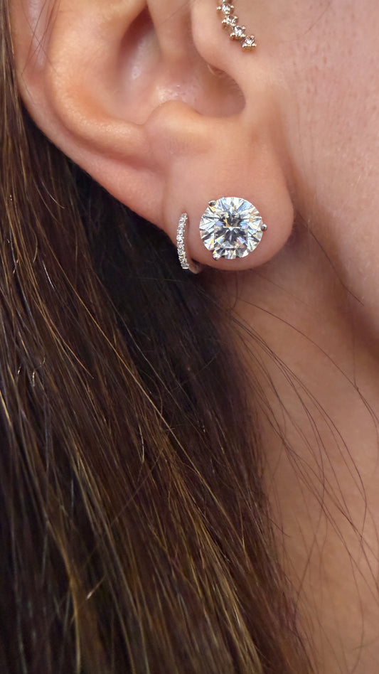 14k White Gold Lab Grown Round Diamond Stud Earrings 4.00ctw