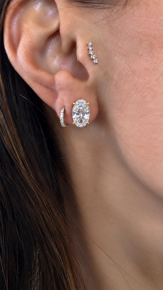 14k Yellow Gold Lab Grown Oval Diamond Stud Earrings 4.50ctw