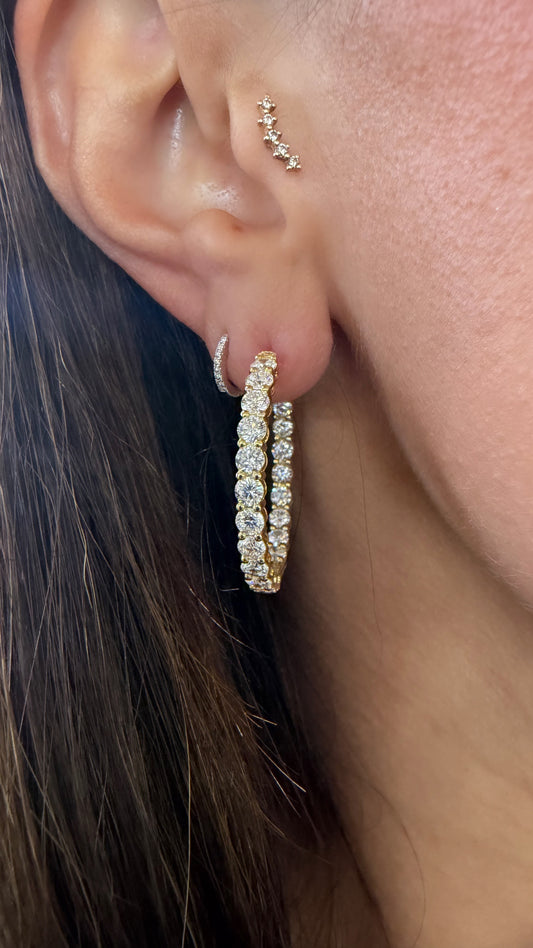 14k Yellow Gold Lab Diamond Inside Out Hoop Earrings 5.00ctw