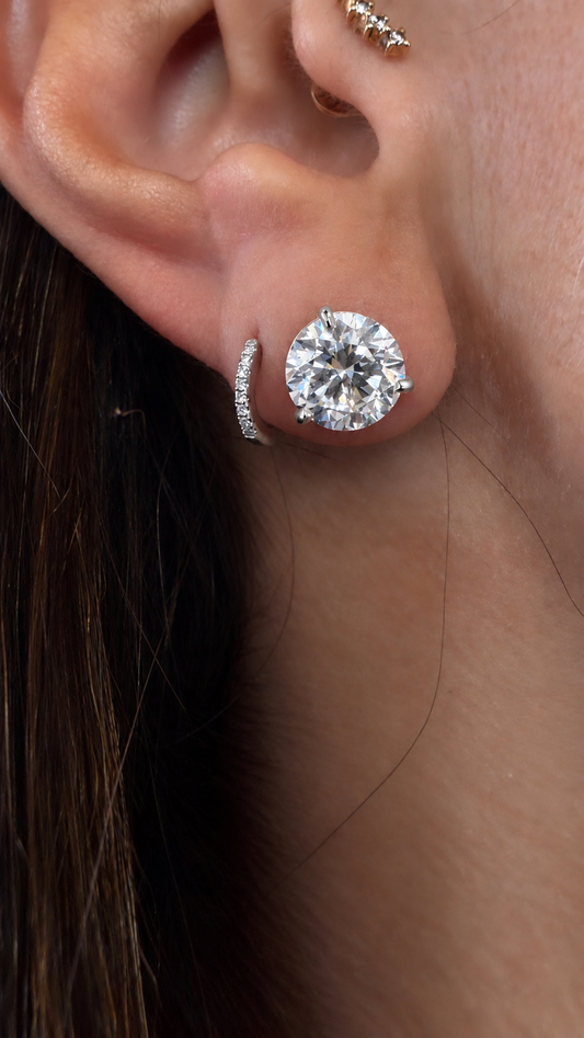 14k White Gold Lab Grown Round Diamond Stud Earrings 4.70ctw