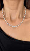 14k Yellow Gold Lab Grown Oval Diamond Tennis Necklace 15.00ctw