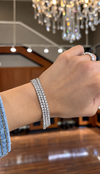 14k White Gold Three Row Lab Grown Round Diamond Classic Tennis Bracelet 14.50ctw